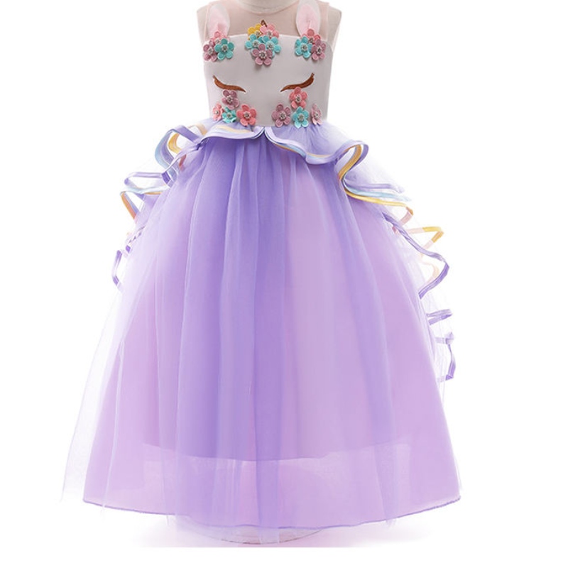 Ansoo Girls Unicorn Dress Applique Party Cosplay Summer Halloween Fancy Weeding Weeding Pink Unicorn Dress สำหรับสาว 2-13y