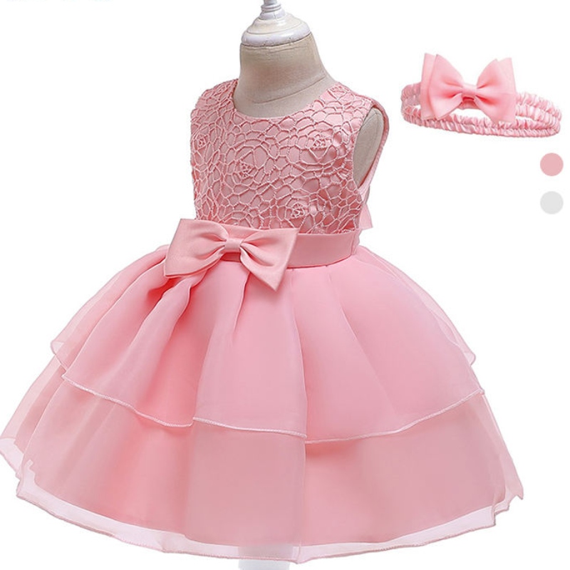 Ansoo New Girls \\ 'Dress Bow Lace Runway Prinway Dress พร้อมหมวกสำหรับเด็กวัยหัดเดิน 3-24 เดือน