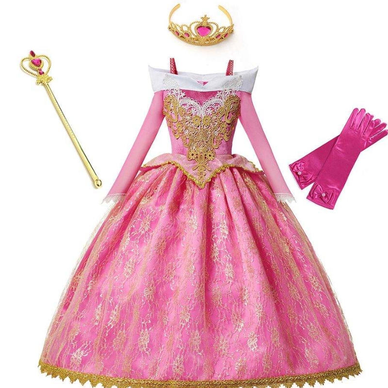 Baige สาวใหม่ Princess Aurora เครื่องแต่งกายแขนยาวนอนหลับม่วงนอนปาร์ตี้วันเกิดเด็กชุดเด็กชุดแฟนซีสำหรับสาว ๆ