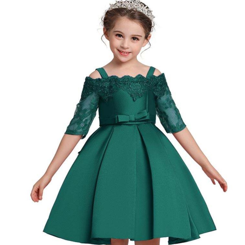 Baige เด็กเสื้อผ้าสต็อกเด็กผู้หญิงเด็ก Frock ออกแบบลูกไม้แขนเสื้อเด็กผู้หญิงวันเกิดงานแต่งงานชุดแต่งงาน
