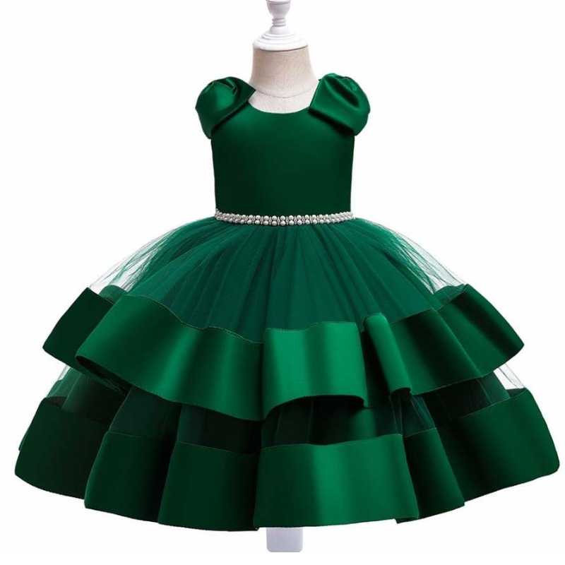 Baige Summer Kids Wedding Dress บูติกเด็กสาวปาร์ตี้สวมชุดแต่งกายด้วยธนูไหล่