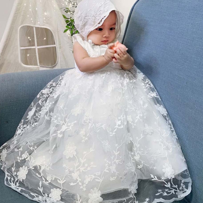 Baige New Party Girl Dress White Royal Design ชุดเด็กทารกแรกเกิด