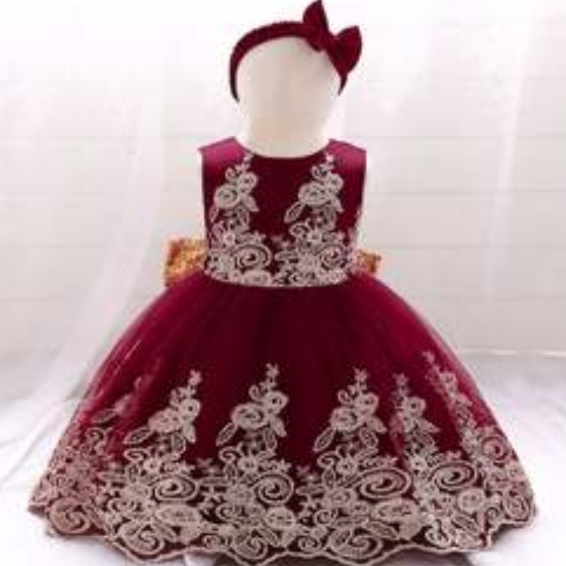 baige ลูกไม้ใหม่ Frock Kids Party สวมใส่ 0-6 ปีสาวดอกไม้วันเกิดปาร์ตี้บอลบอล