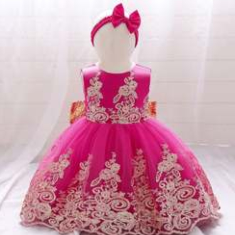 baige ลูกไม้ใหม่ Frock Kids Party สวมใส่ 0-6 ปีสาวดอกไม้วันเกิดปาร์ตี้บอลบอล
