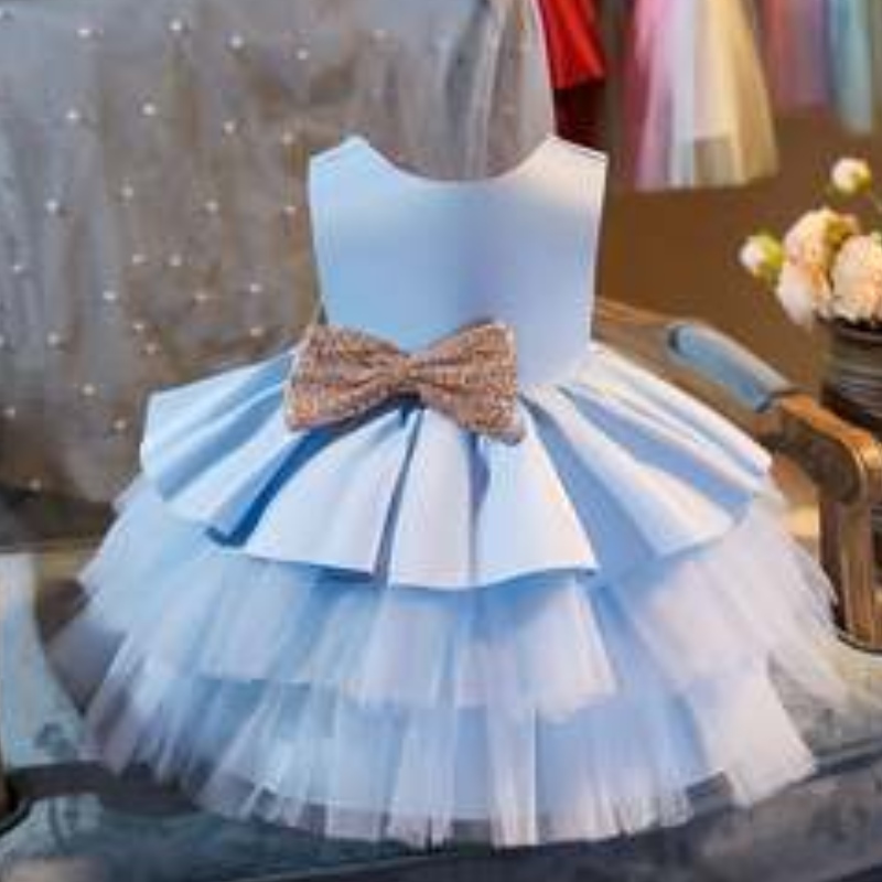 Baige เด็กใหม่ชุดปาร์ตี้ Frock Kids ชุดแต่งงานเสื้อผ้าแขนเสื้อ Midi Party Dress