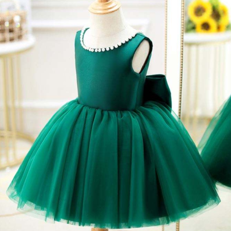 Baige Green Backless Girl Party Kids First Communion ชุดแต่งงาน Princess Ball Gown DZ007