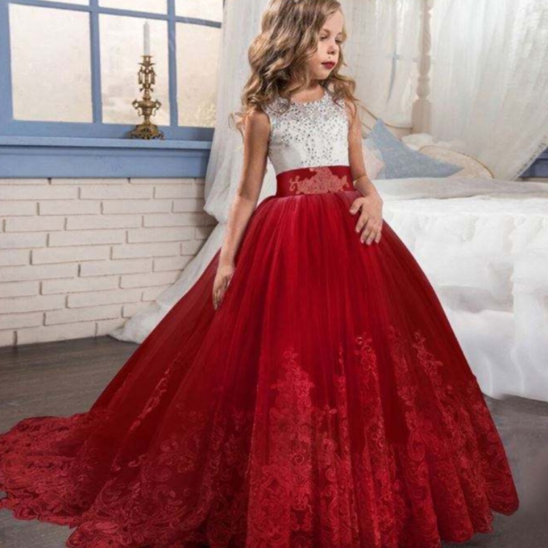 Baige Wholesale Kids Ball Ball Gown เจ้าหญิงสุดหรูชุดปาร์ตี้ชุดวันเกิดแฟนซีชุดวันเกิดชุดพรหม