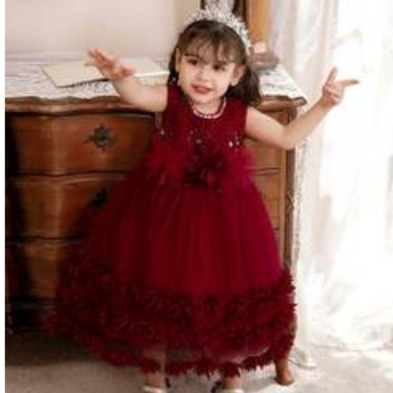 Baige 2022 เด็กวัยรุ่น Teen Ball Gown Princess Tulle Flower Girl Dress อย่างเป็นทางการเลื่อมเด็กสาวชุดวันเกิด