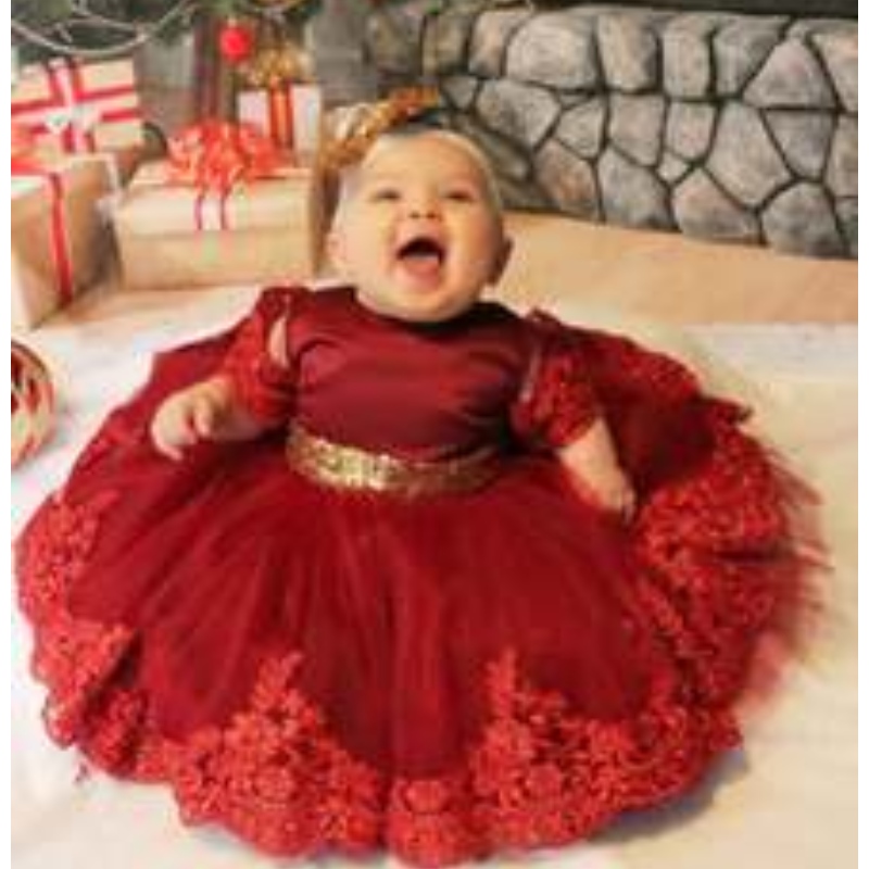 Baige Wholesale Kids Birthday Dresses Girl Costume Gold Line เด็กปาร์ตี้ชุด L1926XZ