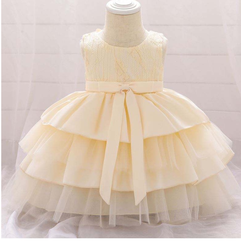 baige คุณภาพสูงดอกไม้สาวชุดเด็ก Frock สาวแต่งกายเด็ก Frock Design l1912xz