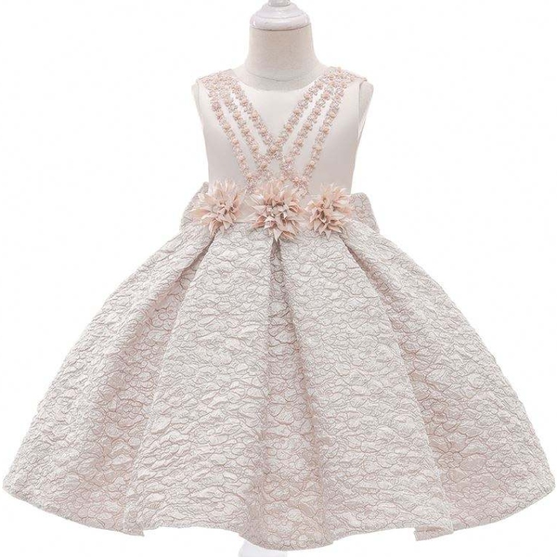 Baige Fashion Girls Pageant Princess Flower Drese Kids Prom Ball Gowns ชุดปาร์ตี้ซาติน