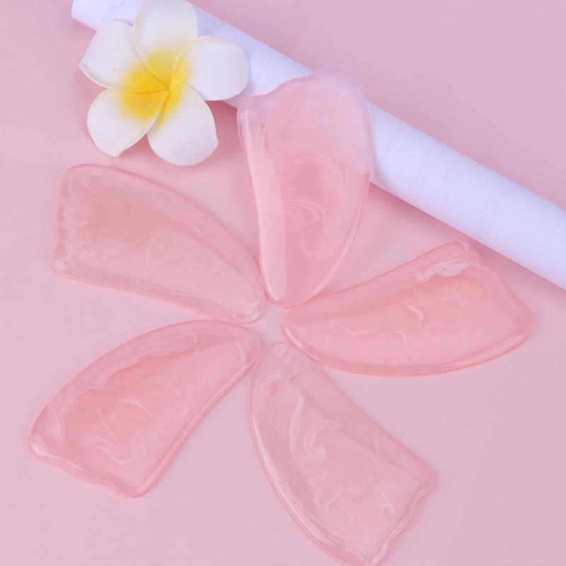 คุณภาพคุณภาพสูง Rose Quartz Scraping Board สีเขียวสีชมพู Jade Blackbian Crystal Facial Guasha Scrapping Board Jade Stone