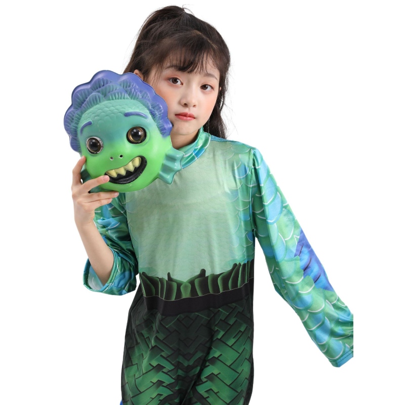 Halloween Sea Monster Cosplay Luca Movie Costumes Party Masks Jumpsuit เด็กสวมชุดปาร์ตี้สวมบทบาท