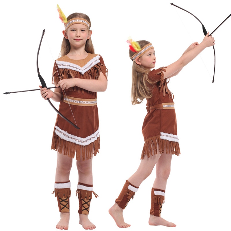 Halloween Indian Princess Costumes เด็กสาวโพคาฮอนทัสเครื่องแต่งกาย Purim Party Mardi Gras ชุดแฟนซี