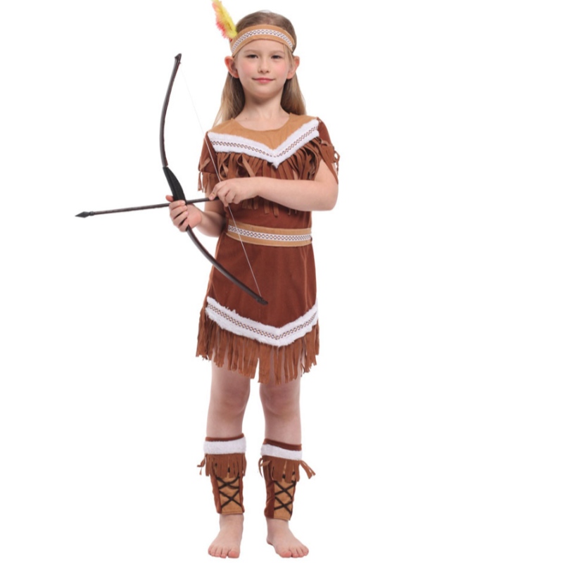 Halloween Indian Princess Costumes เด็กสาวโพคาฮอนทัสเครื่องแต่งกาย Purim Party Mardi Gras ชุดแฟนซี