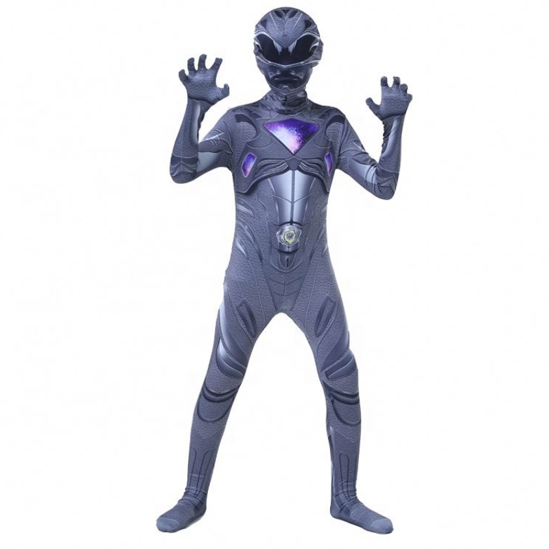 สีดำสีดำชุดฮัลโลวีนปาร์ตี้จั๊มสูท Mystic Force Power Ranger เครื่องแต่งกายสำหรับเด็ก