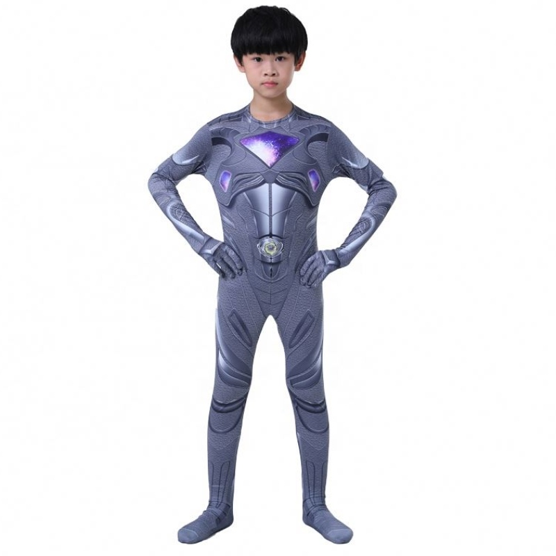 สีดำสีดำชุดฮัลโลวีนปาร์ตี้จั๊มสูท Mystic Force Power Ranger เครื่องแต่งกายสำหรับเด็ก