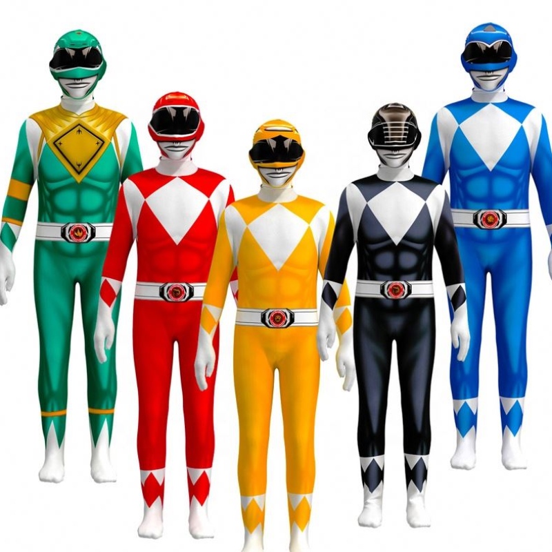 หลายสีทีวี&ภาพยนตร์ซูเปอร์ฮีโร่ตั้งค่าอุปกรณ์ประกอบฉากฮัลโลวีนปาร์ตี้เครื่องแต่งกาย Power Ranger Performance