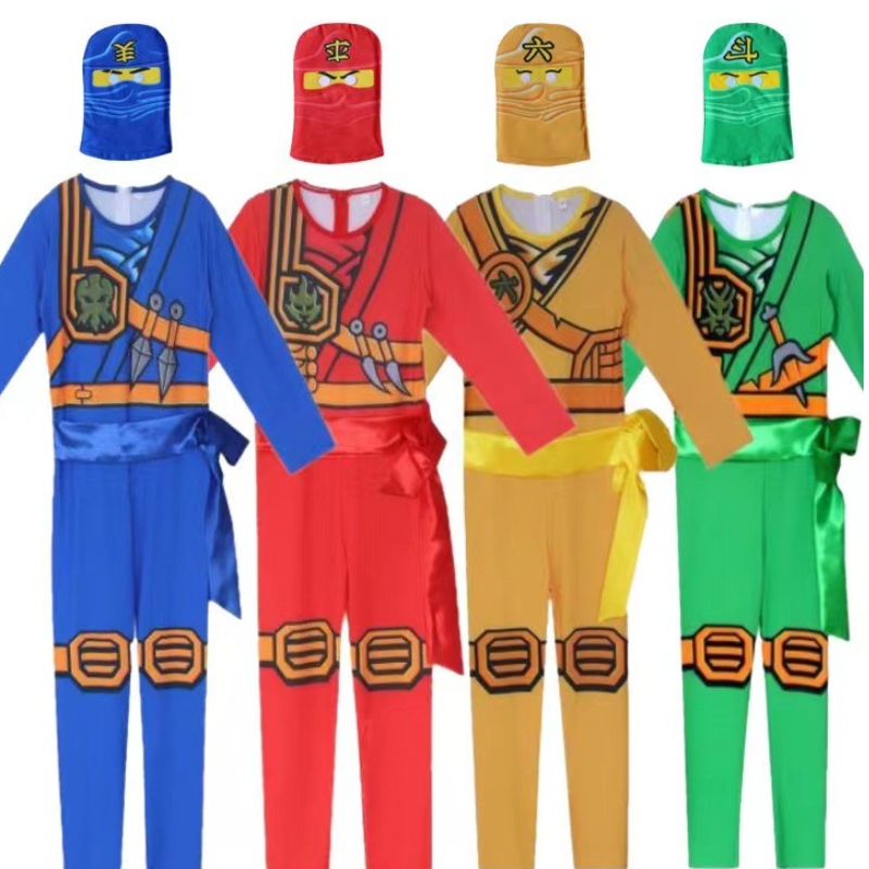 Hot Selling Halloween Children Fancy Party Dress Up Ninja Go เครื่องแต่งกายสำหรับเด็กนินจาคอสเพลย์ชุดหน้ากากชุดหน้ากาก