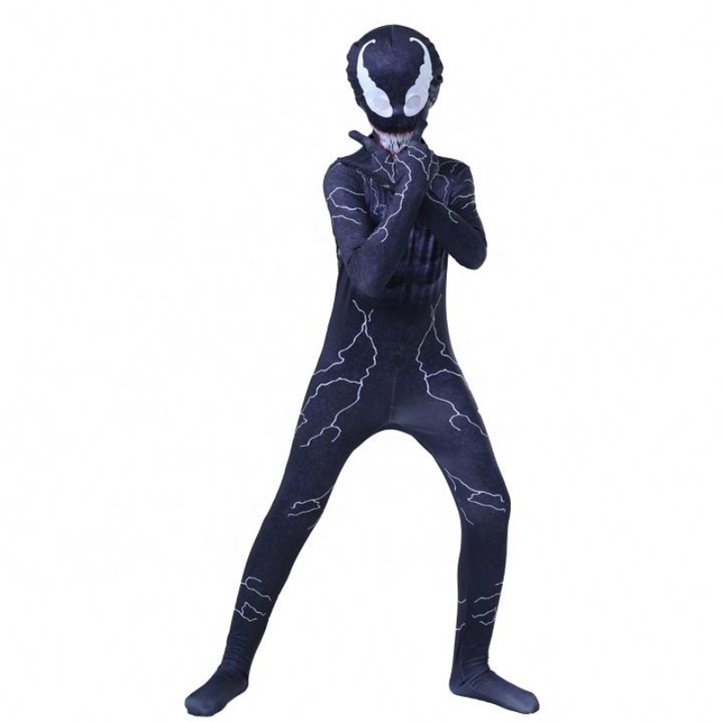 Custom Carnival Cossplay Fancy Superhero Jumpsuit Venom เครื่องแต่งกายพร้อมกล้ามเนื้อสำหรับเด็กผู้ชาย