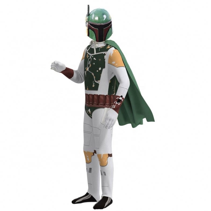ชุดจัมพ์สูท Cool Wars Style ใหม่สำหรับเด็กที่มีหมวกกันน็อก&เสื้อคลุมชุดฮาโลวีน Mandalorian สำหรับเด็กผู้ชาย