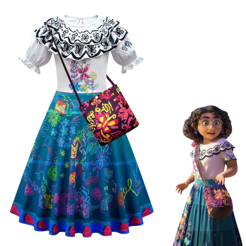 Encanto Madrigal คอสเพลย์ชุดสาวชุดแฟนซีสำหรับ Carnival Halloween Princess Dress Glasses Earrings Mirabel เครื่องแต่งกาย