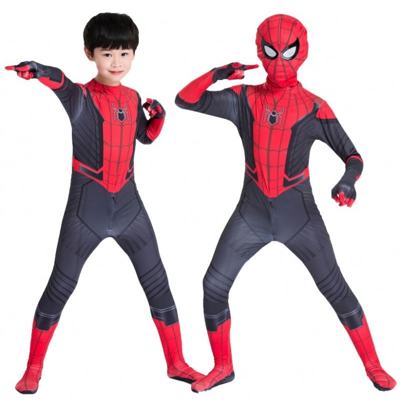 2022 Amazon Hot Sale Wholesale Classic สไตล์ที่ดีที่สุดการ์ตูนสีแดงเสื้อผ้าสีดำ Figura de Accion อะนิเมะเด็ก Spiderman เครื่องแต่งกาย