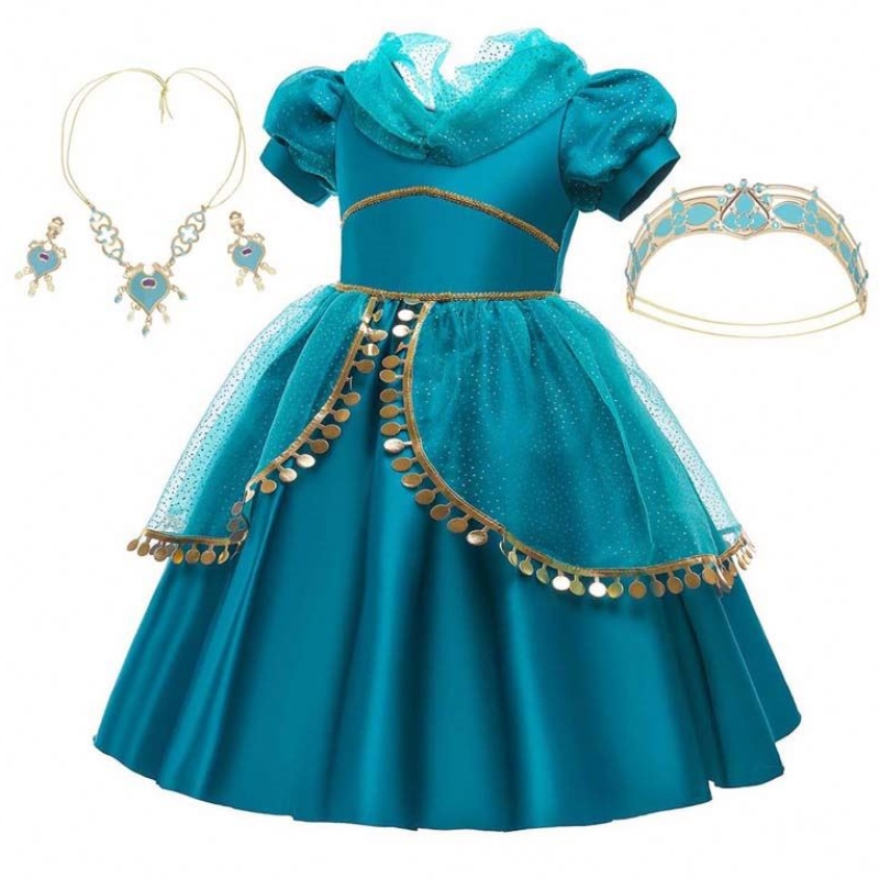 Halloween Little Girls Jasmine Princess Dress Aladdin Cosplay Princess Jasmine เป็นเวลา 2-10 ปี HCAL-004