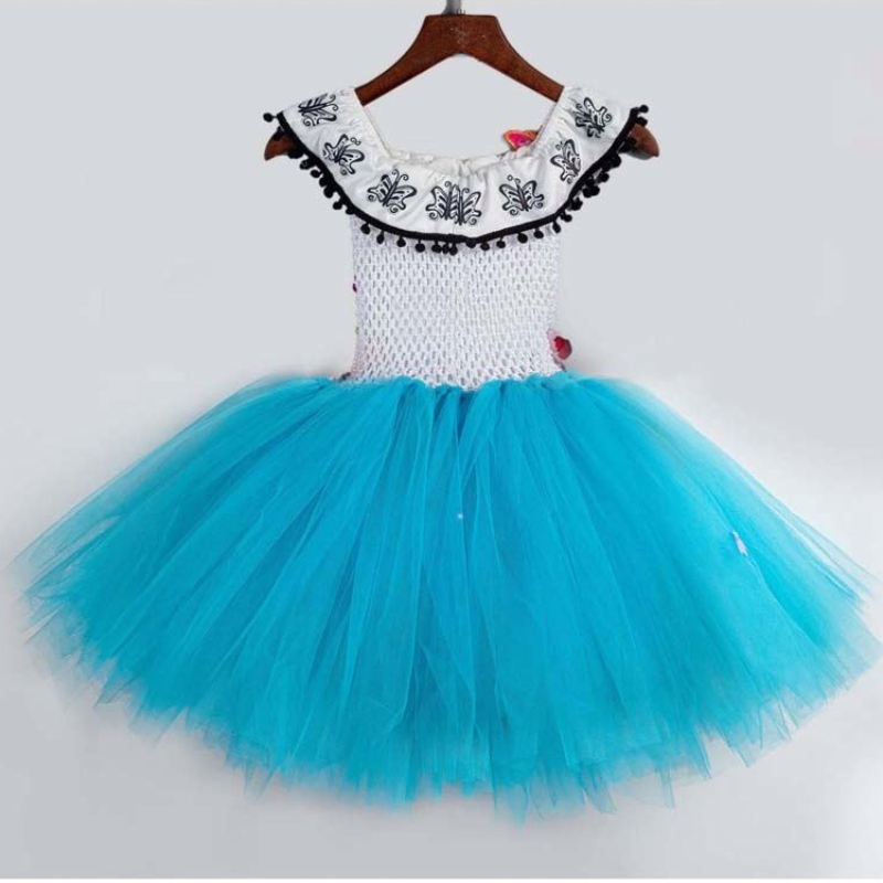 เสื้อผ้าฮัลโลวีนเด็กโครเชต์ทูลฟลัฟฟี่ดอกไม้ Encanto Mirabel Tutu