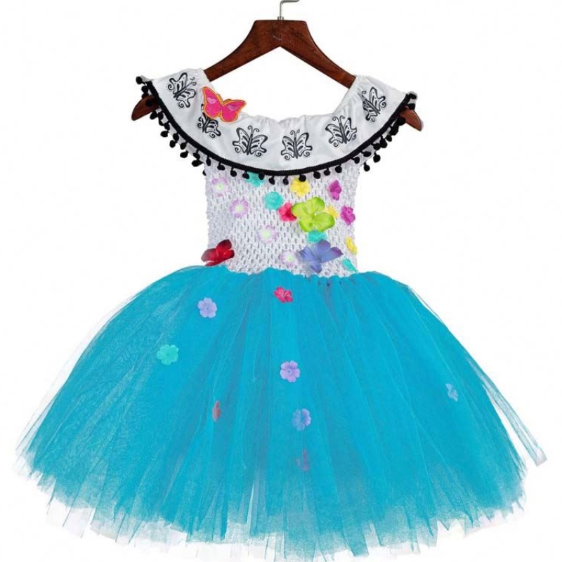 เสื้อผ้าฮัลโลวีนเด็กโครเชต์ทูลฟลัฟฟี่ดอกไม้ Encanto Mirabel Tutu