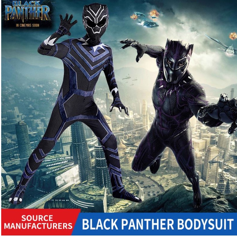 เด็กชุดคอสเพลย์เสื้อผ้าสีดำแพนเทอร์บอดี้สูท Marvel Superhero เครื่องแต่งกายปาร์ตี้