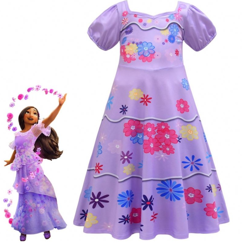 Magic Full House Encanto เสื้อผ้าชุดเด็กแต่งตัวเครื่องแต่งกายเทศกาลแขนสั้น Princess Dress Encanto Mirabel Cosplay