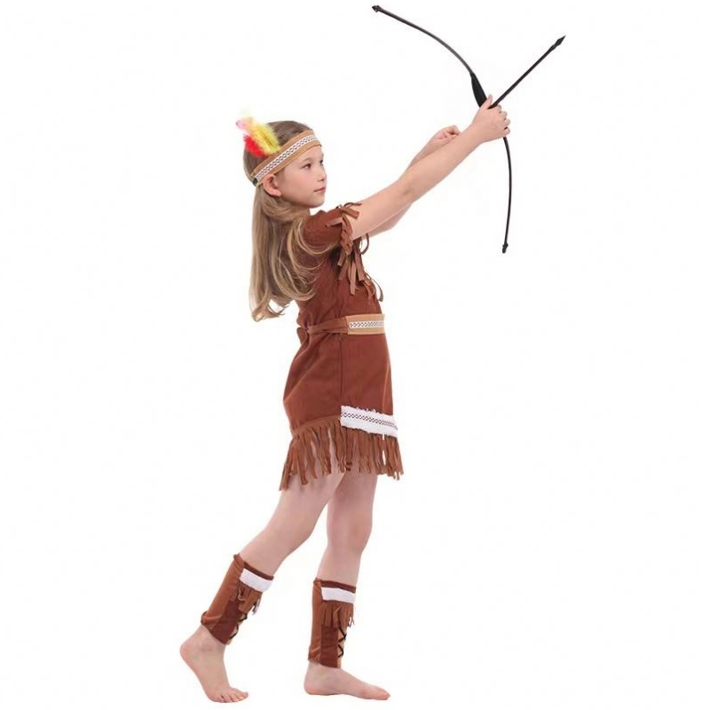 2022 Kids Indian Princess Huntress เด็ก Brown Fringed Boy Girls ชุดอินเดีย
