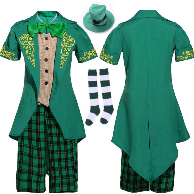 เด็กฮัลโลวีนไอริชเอลฟ์การแสดงชุดเครื่องแบบเซนต์แพทริค \\ s วันสาวชุด Leprechaun ชุด DGHC-089