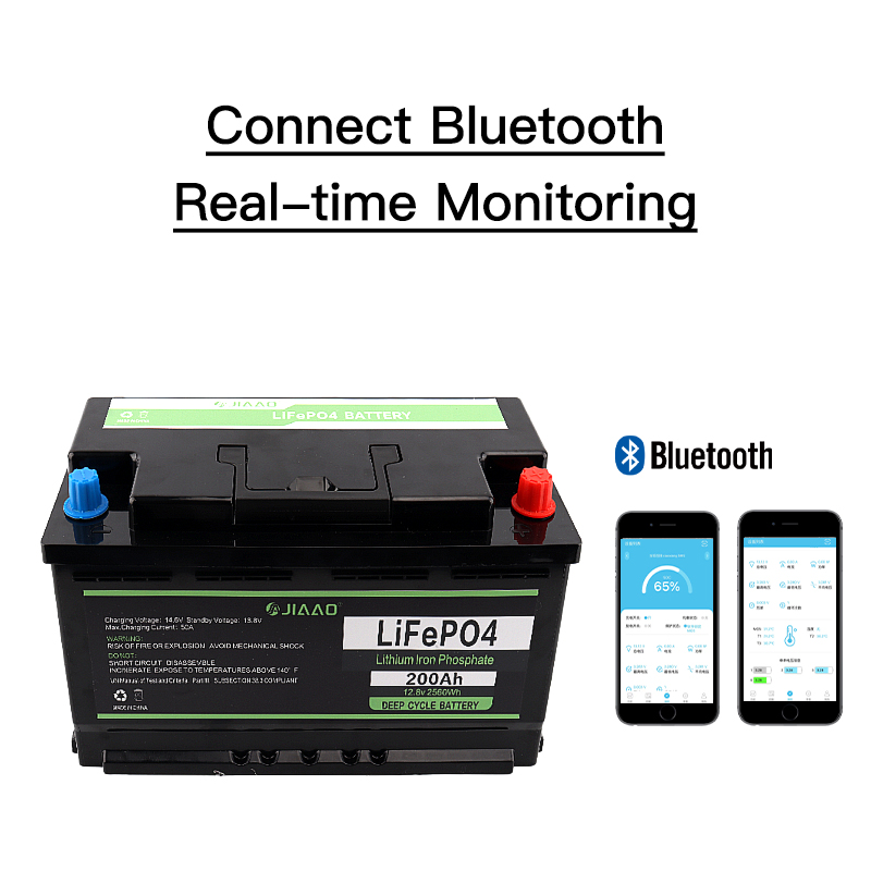 จำหน่ายแบตเตอรี่เหล็กลิเธียมฟอสเฟต lifepo4 12v-100-200ah-rv สำหรับเรือลึกวัฏจักร BMS ลิเธียมบลูทูธแบตเตอรี่