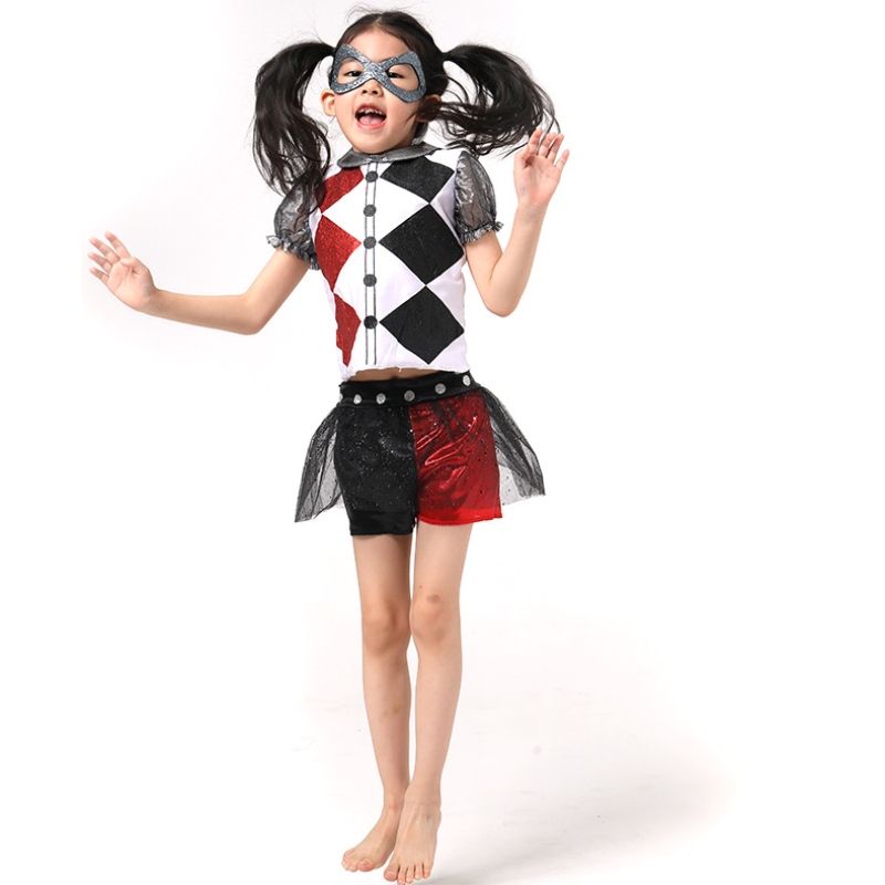 สาวตลกล่าสุด Harley Quinn Girls Halloween Costume พร้อม Mask for Children's Party