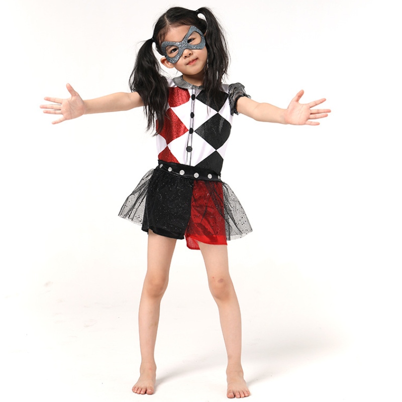 สาวตลกล่าสุด Harley Quinn Girls Halloween Costume พร้อม Mask for Children's Party