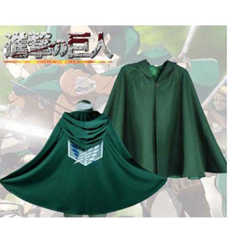 เครื่องแต่งกายคอสเพลย์อนิเมะญี่ปุ่นชุดคอสเพลย์ชุดสีเขียวเคปบุรุษเสื้อผ้าโจมตี Ti-Tan