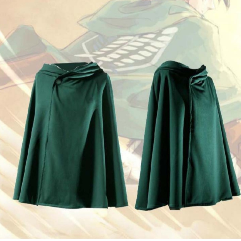 เครื่องแต่งกายคอสเพลย์อนิเมะญี่ปุ่นชุดคอสเพลย์ชุดสีเขียวเคปบุรุษเสื้อผ้าโจมตี Ti-Tan