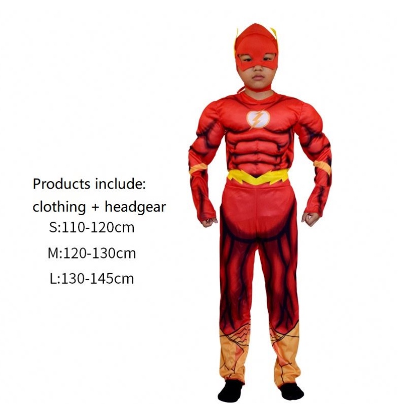 Boy \\ s Deluxe Flash Costume ชุดแฟนซีเด็กแฟนตาซีการ์ตูนภาพยนตร์ Carnival Party Halloween Flashman คอสเพลย์เครื่องแต่งกาย