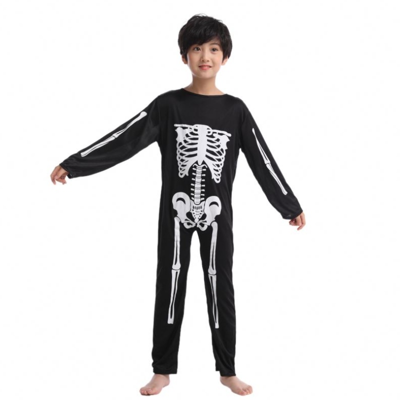 เครื่องแต่งกายสำหรับเด็กฮาโลวีนซอมบี้เครื่องแต่งกายคอสเพลย์ Scary Skeleton Skull ชุด Jumpsuit เต็มชุดงานปาร์ตี้งานรื่นเริง