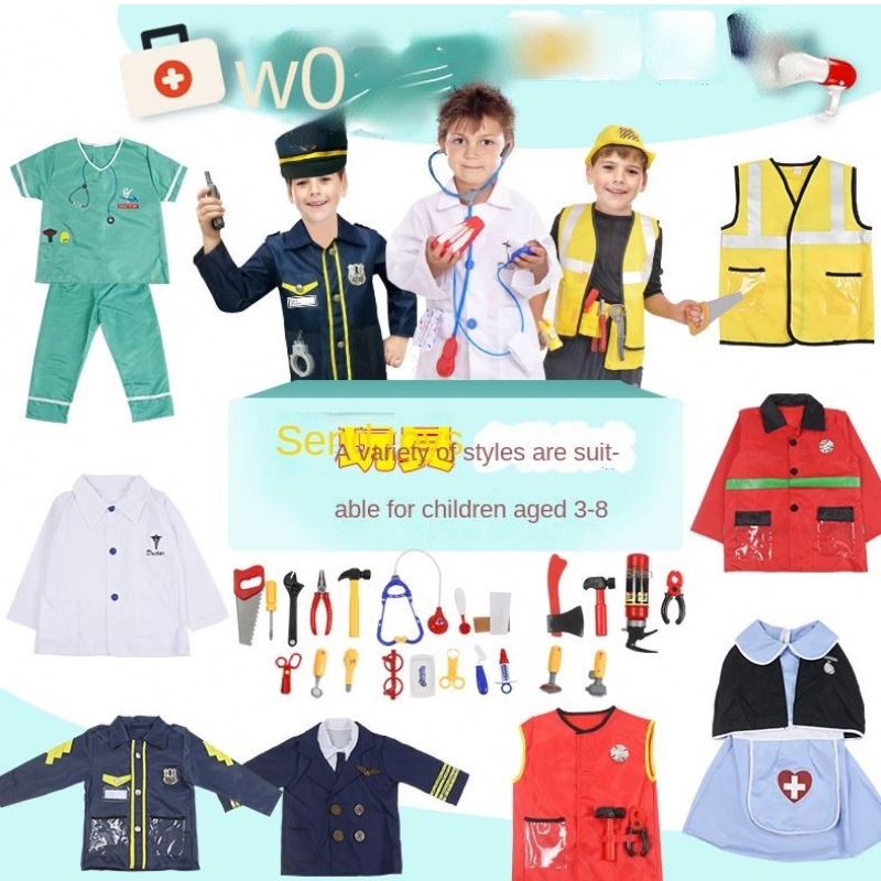 เด็กแพทย์เครื่องแบบคอสเพลย์เด็ก/firefighter/pilot วิศวกร/cook/nurse คอสเพลย์เครื่องแต่งกาย