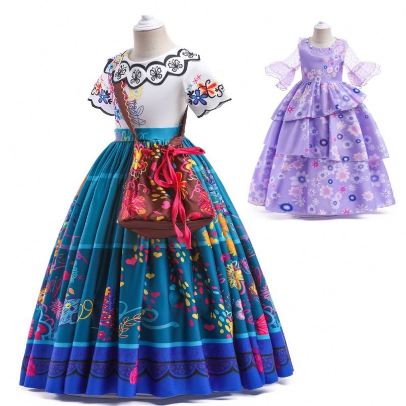 baige encanto mirabel isabella สาวสีม่วงชุดยาวใหม่งานรื่นเริงเด็กปาร์ตี้คอสเพลย์เครื่องแต่งกาย mfmw001