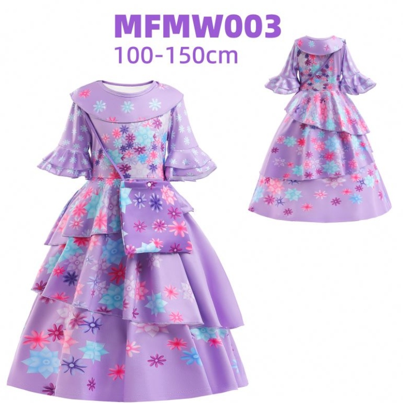 baige encanto mirabel isabella สาวสีม่วงชุดยาวใหม่งานรื่นเริงเด็กปาร์ตี้คอสเพลย์เครื่องแต่งกาย mfmw001