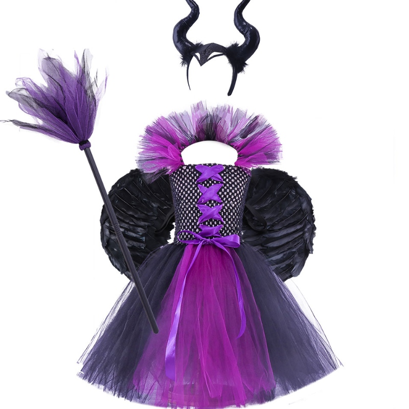 Amazon Hot Selling Children \\ S Halloween Dress Girls Tutu Dress Witch Dress ชุดแถบคาดศีรษะ