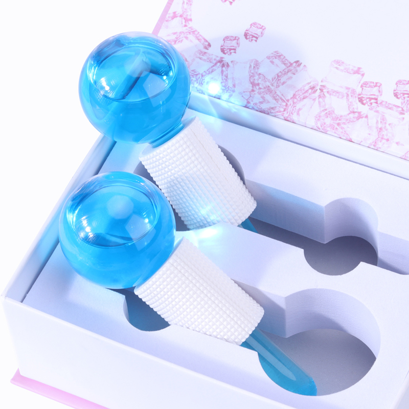 Magic Ice Roller Ball Blue Glitter Fin Pink Lines Face Lift Freeze Cooling Facial Beauty Globes น้ำแข็ง