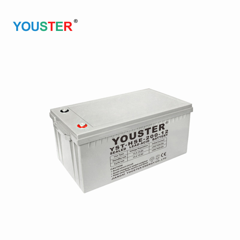 Youster AGM Deep Cycle Gel Led Acid Inverter 12v200ah เจลที่เก็บแบตเตอรี่พลังงานแสงอาทิตย์สำหรับใช้ในบ้าน