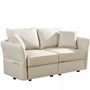 หนัง faux sectional loveseat ห้องนั่งเล่นชุดโซฟาพร้อมถุงเก็บ