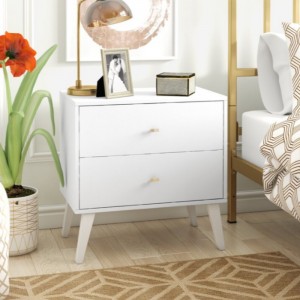 การออกแบบใหม่ลิ้นชักโต๊ะข้างเตียงโต๊ะข้างเตียงสีดำและลิ้นชักไม้เนื้อแข็ง