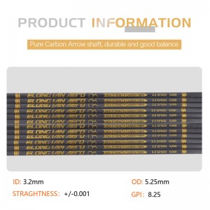 elongarrow 32 นิ้วขนาด 3.2 มม. สูงโมดูลัสคาร์บอนไฟเบอร์ลูกศรลูกศรสำหรับอาร์เชอร์